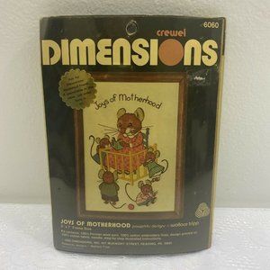 Dimensions Crewel Joys Of Motherhood. 5x7 Framed. Mouse Family. Story Time.